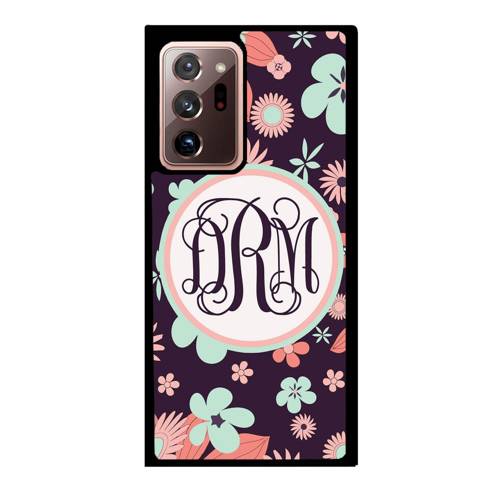 Vintage Flowers Purple Script Monogram | Samsung Phone Case