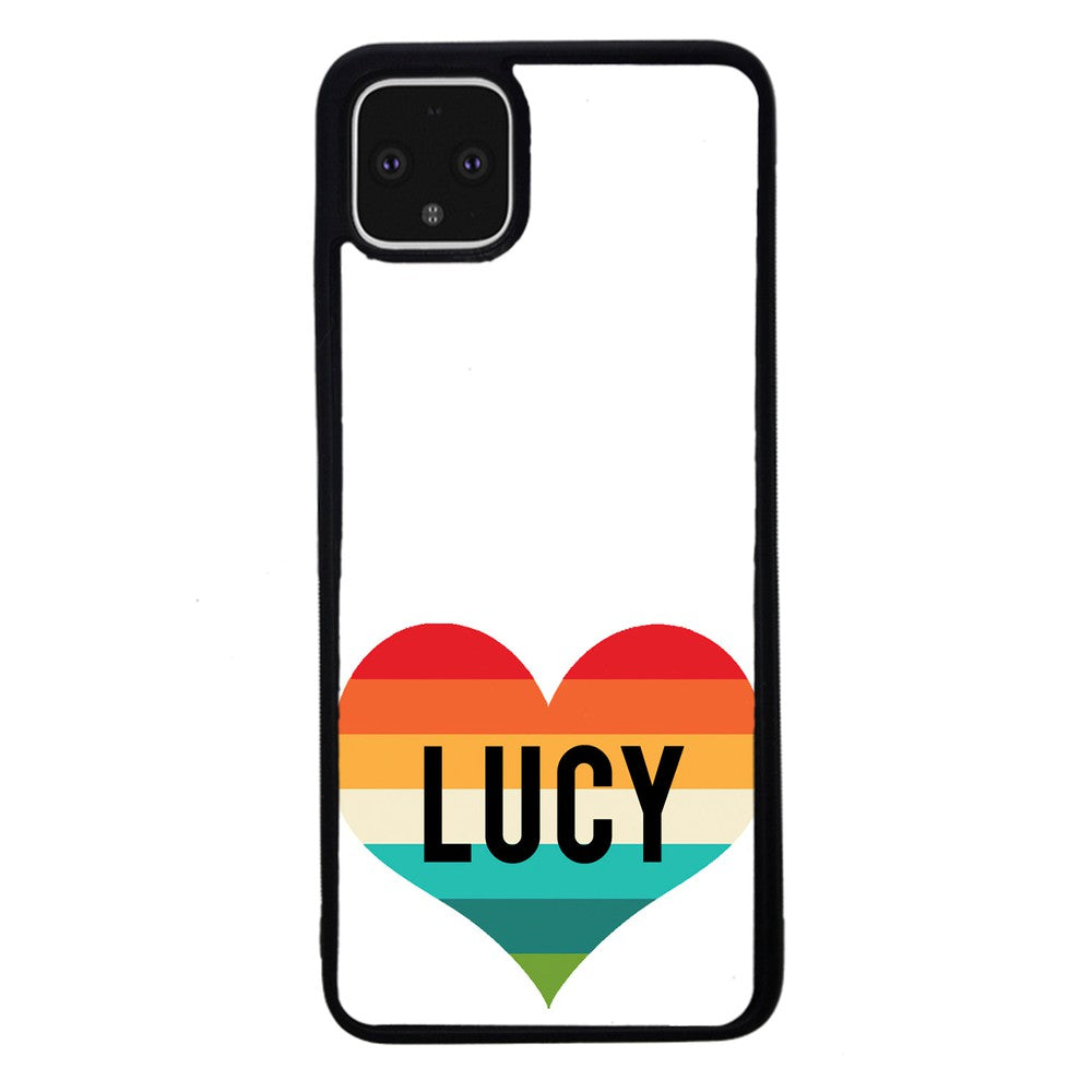 Retro Heart Rainbow Personalized | Google Phone Case