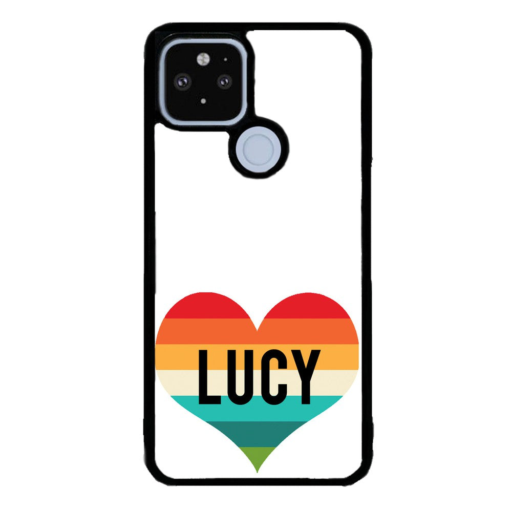 Retro Heart Rainbow Personalized | Google Phone Case
