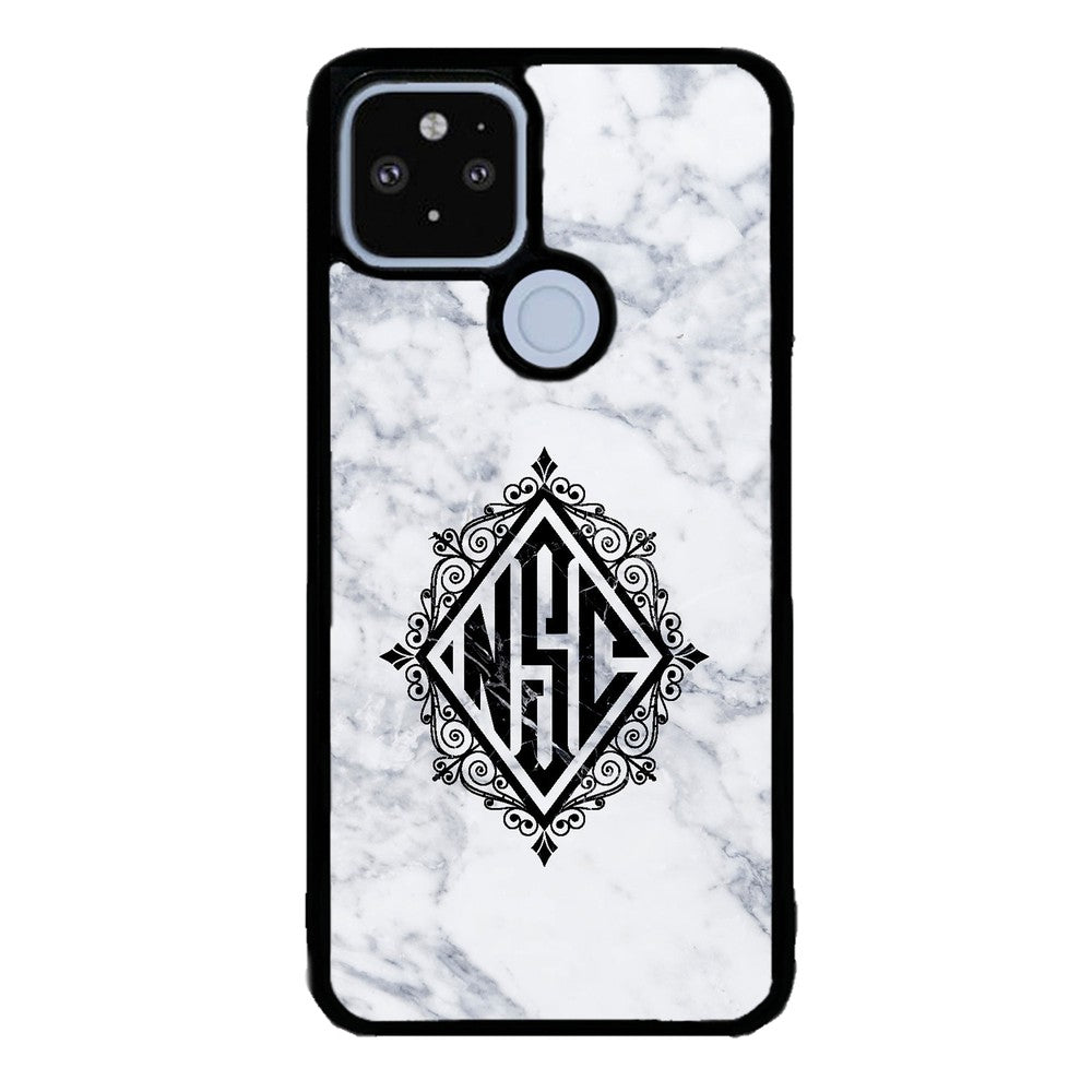 White Marble Diamond Monogram | Google Phone Case