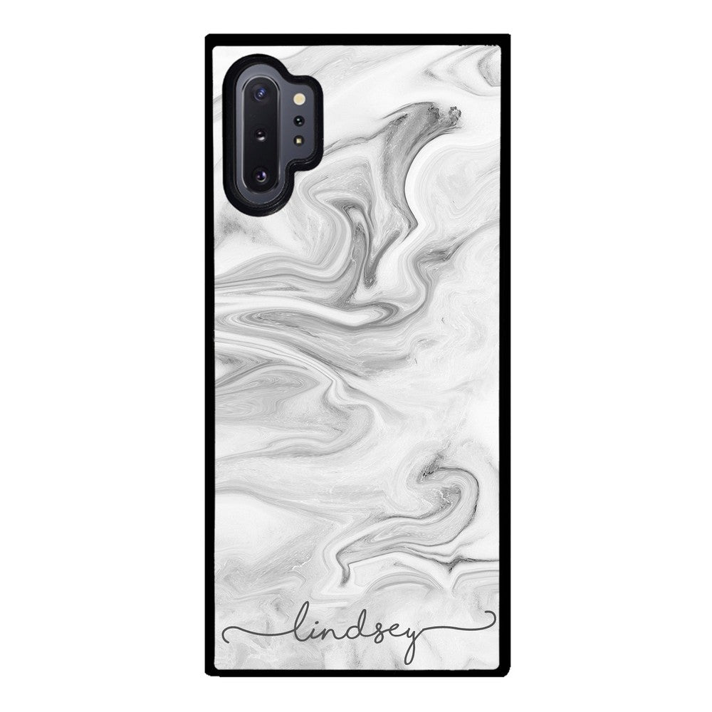 White Marble Script Personalized | Samsung Phone Case