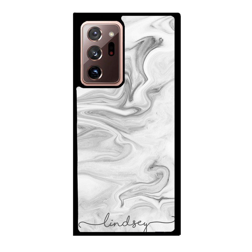 White Marble Script Personalized | Samsung Phone Case