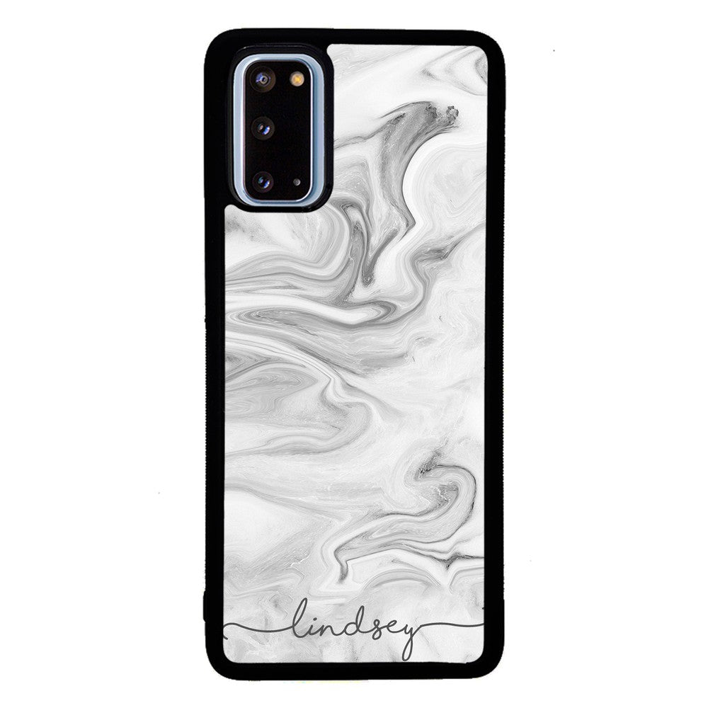 White Marble Script Personalized | Samsung Phone Case