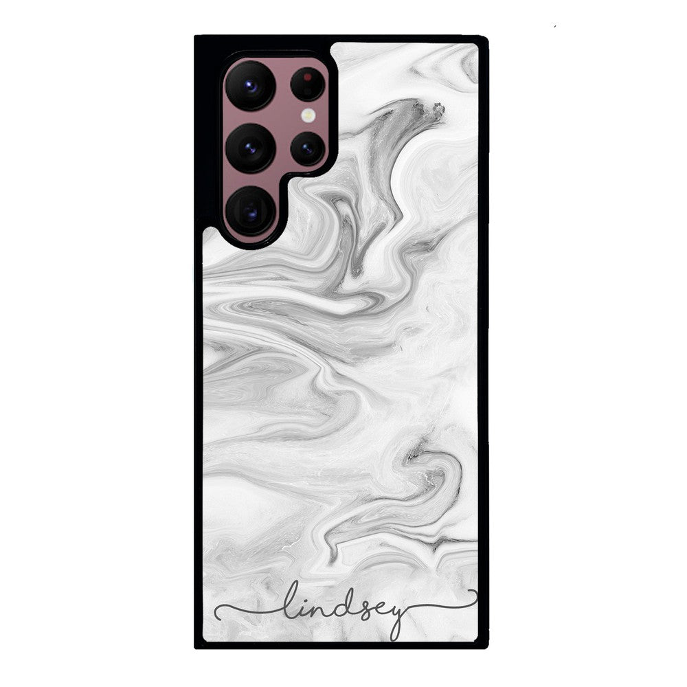 White Marble Script Personalized | Samsung Phone Case