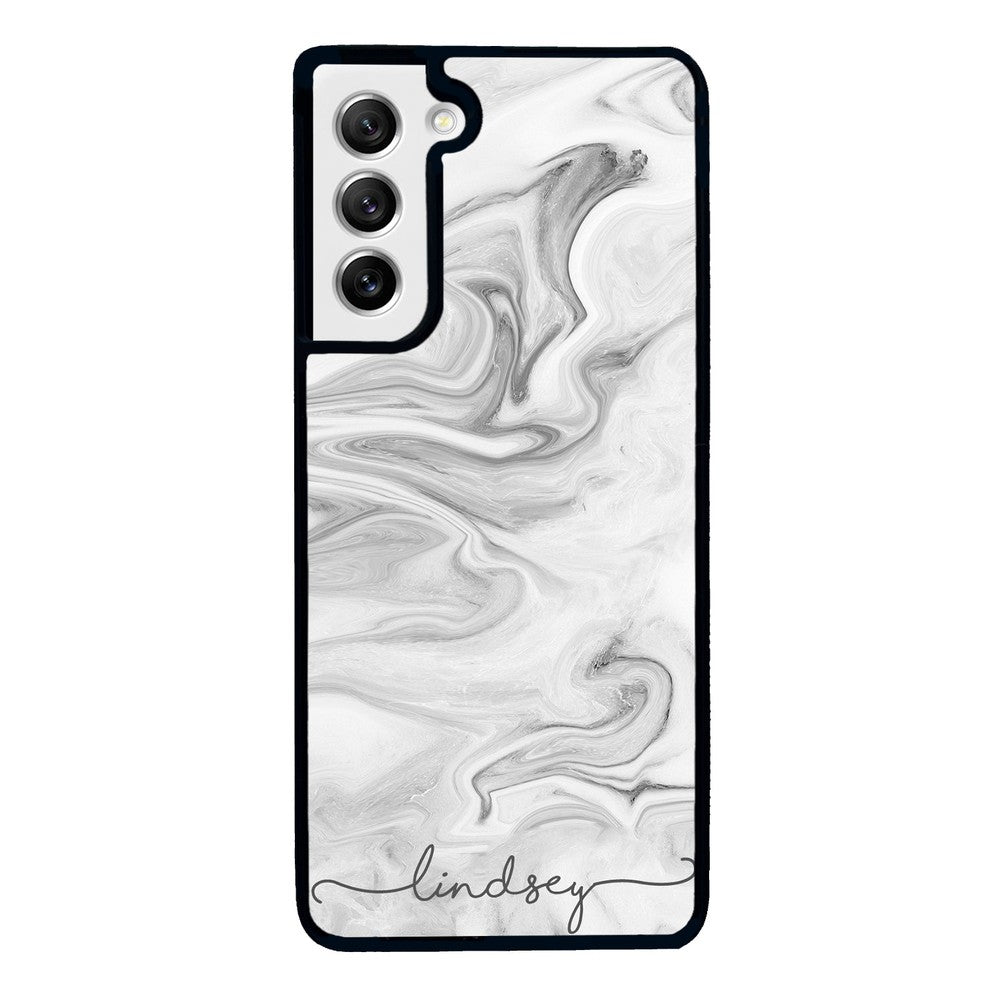 White Marble Script Personalized | Samsung Phone Case