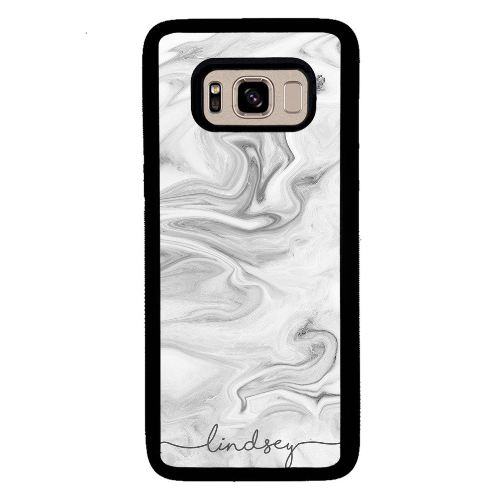 White Marble Script Personalized | Samsung Phone Case