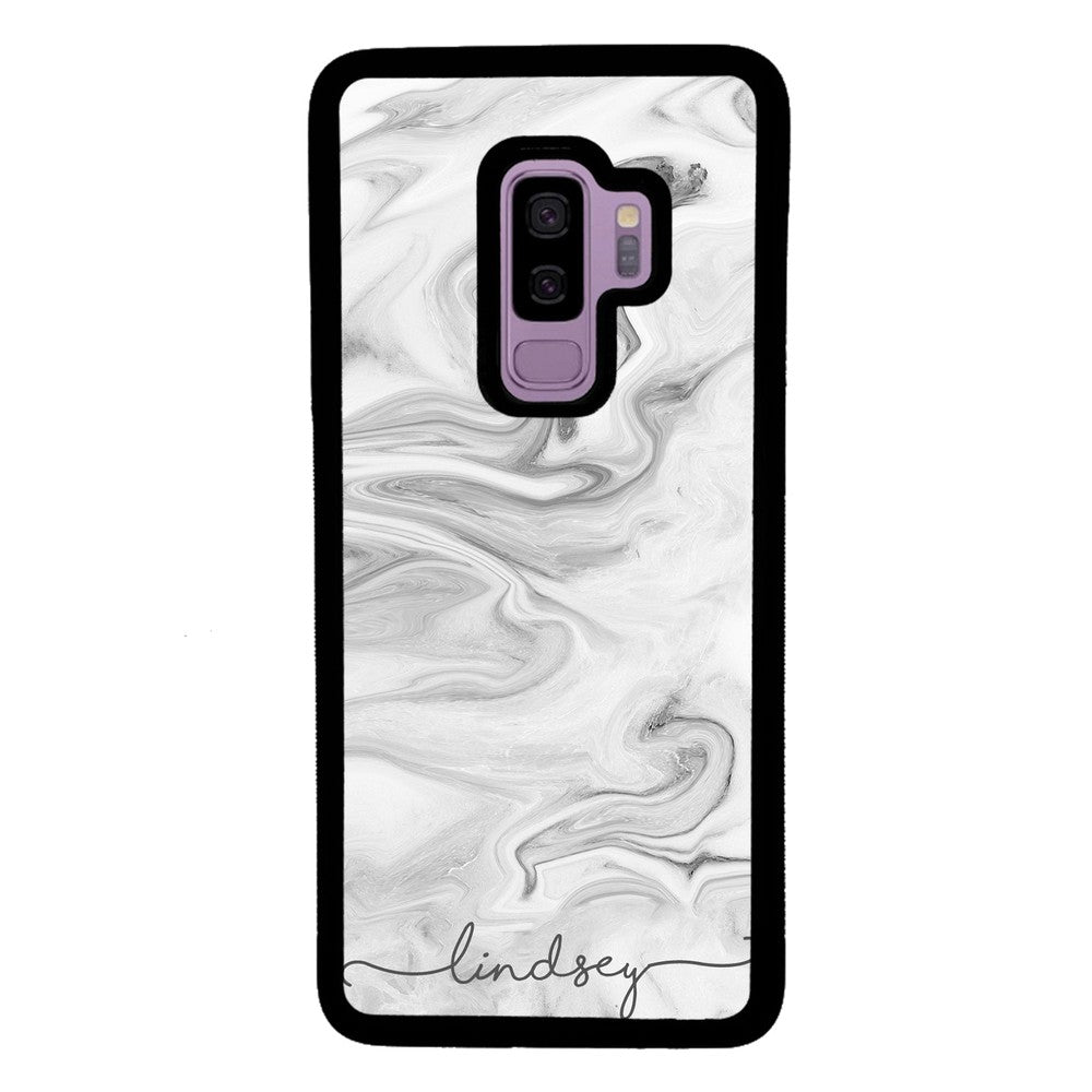 White Marble Script Personalized | Samsung Phone Case
