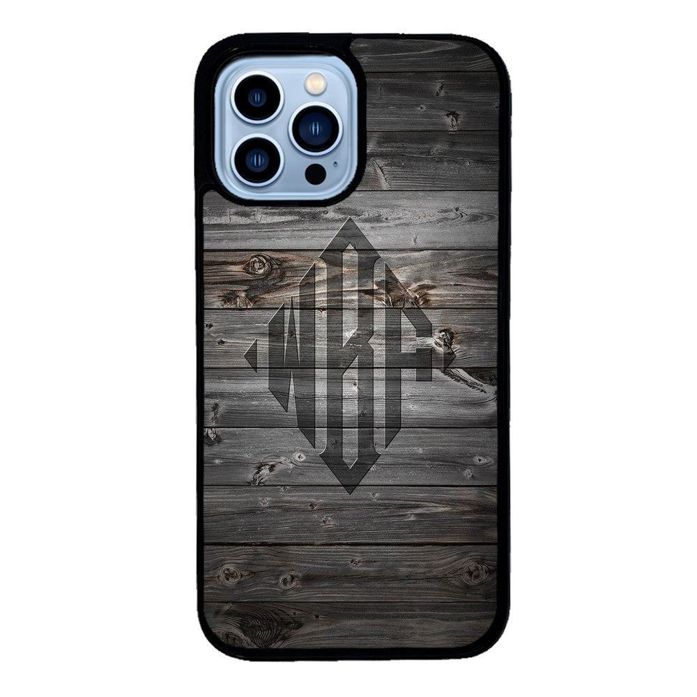 Wood Texture Diamond Monogram | Apple iPhone Case