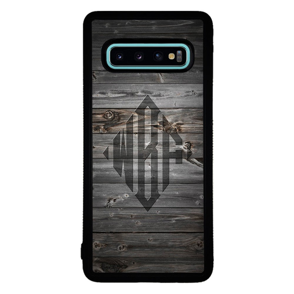 Wood Texture Diamond Monogram | Samsung Phone Case