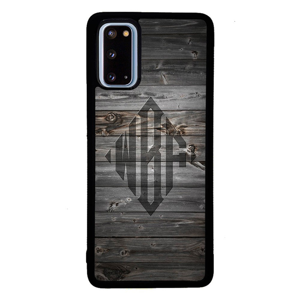 Wood Texture Diamond Monogram | Samsung Phone Case