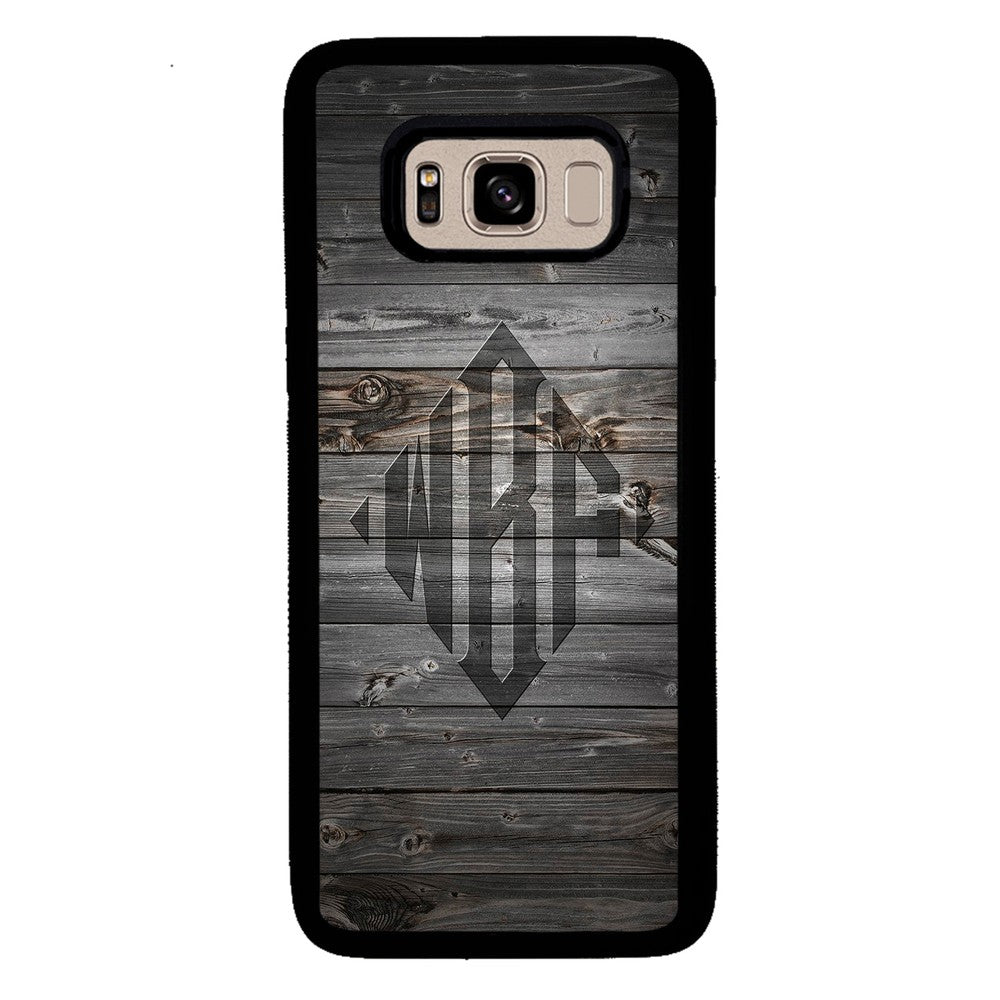 Wood Texture Diamond Monogram | Samsung Phone Case