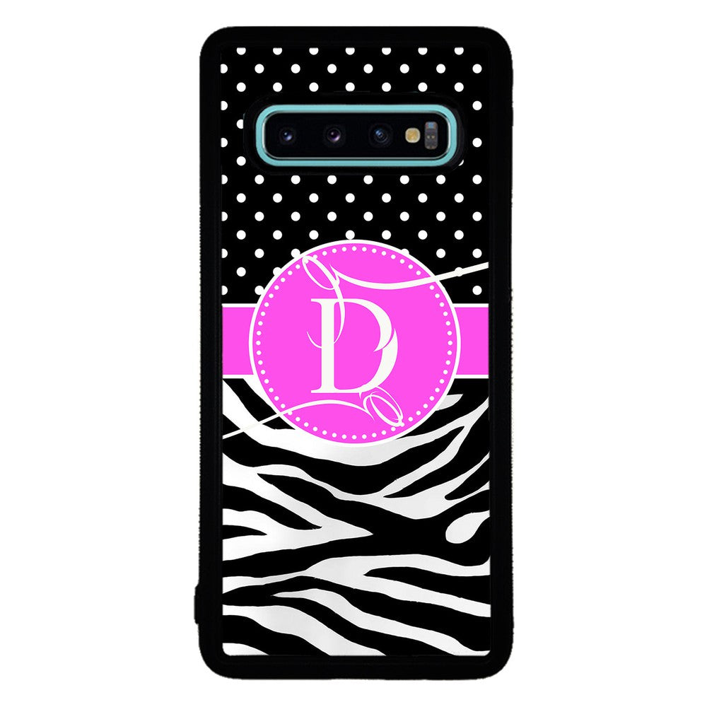 Zebra and Polka Dot Initial | Samsung Phone Case