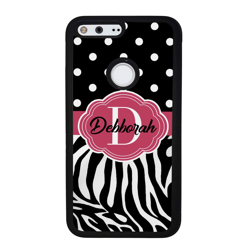 Zebra Polka Dot Red Personalized | Google Phone Case