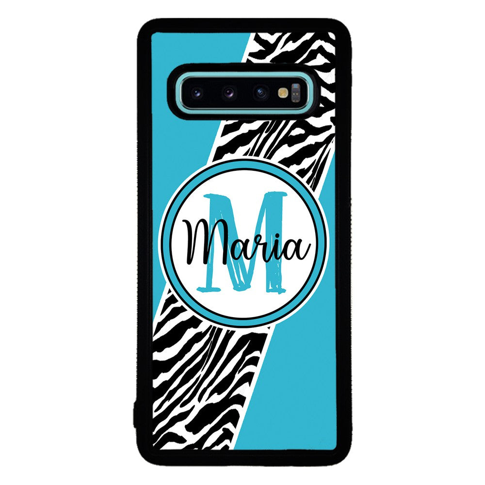 Zebra Skin Stripe Blue Teal Personalized | Samsung Phone Case