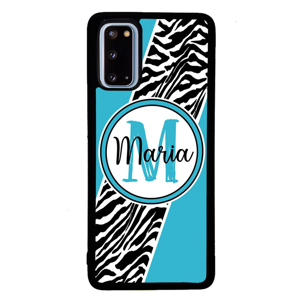 Zebra Skin Stripe Blue Teal Personalized | Samsung Phone Case