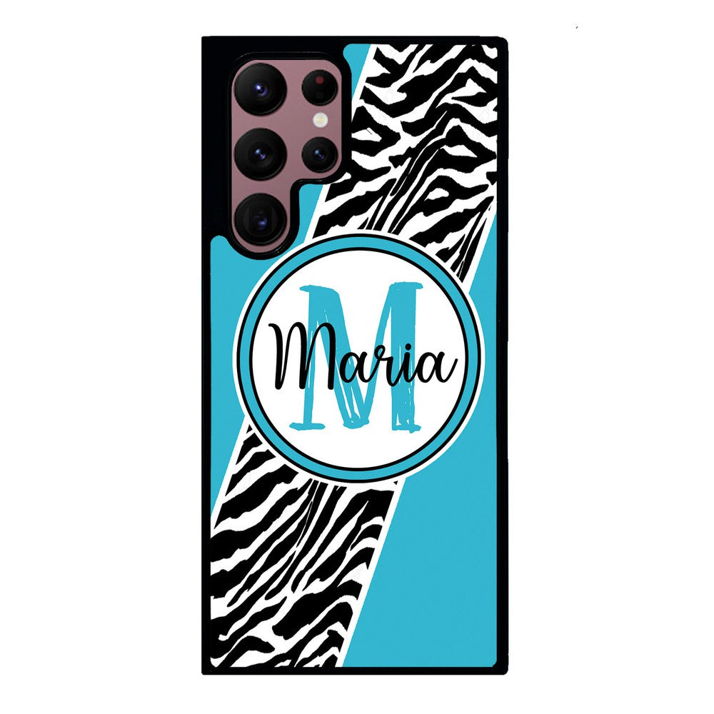 Zebra Skin Stripe Blue Teal Personalized | Samsung Phone Case