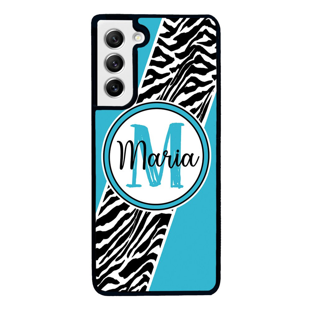 Zebra Skin Stripe Blue Teal Personalized | Samsung Phone Case