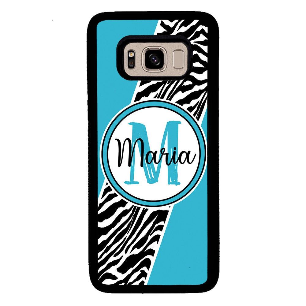 Zebra Skin Stripe Blue Teal Personalized | Samsung Phone Case
