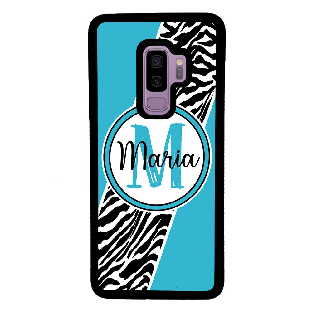 Zebra Skin Stripe Blue Teal Personalized | Samsung Phone Case