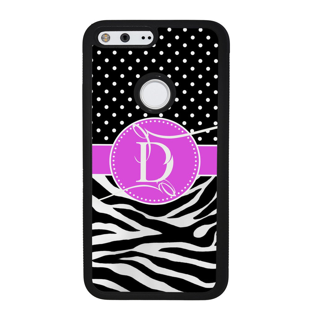 Zebra and Polka Dot Initial | Google Phone Case