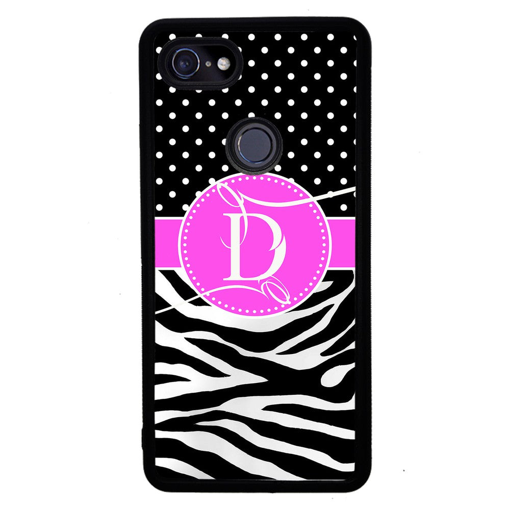 Zebra and Polka Dot Initial | Google Phone Case