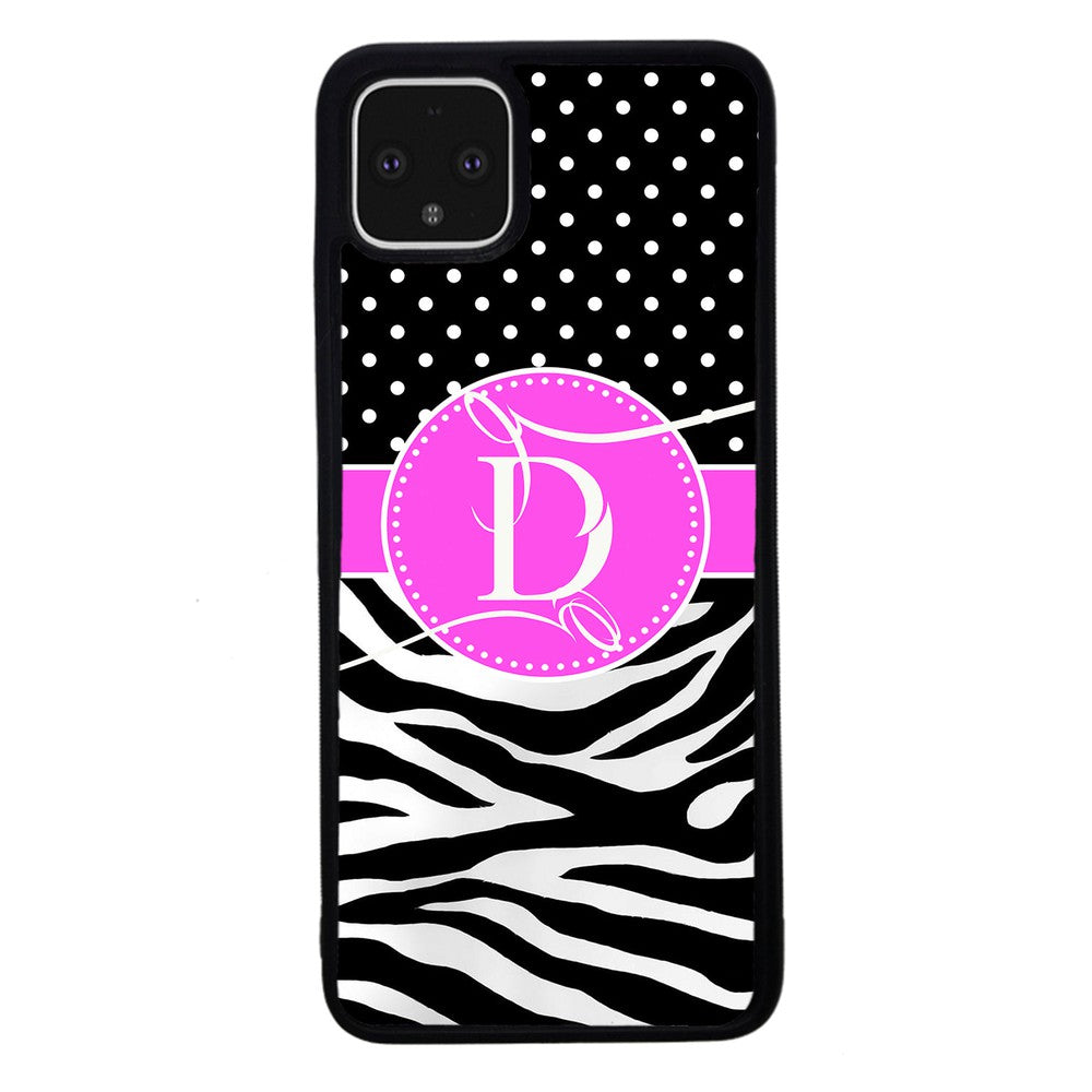 Zebra and Polka Dot Initial | Google Phone Case