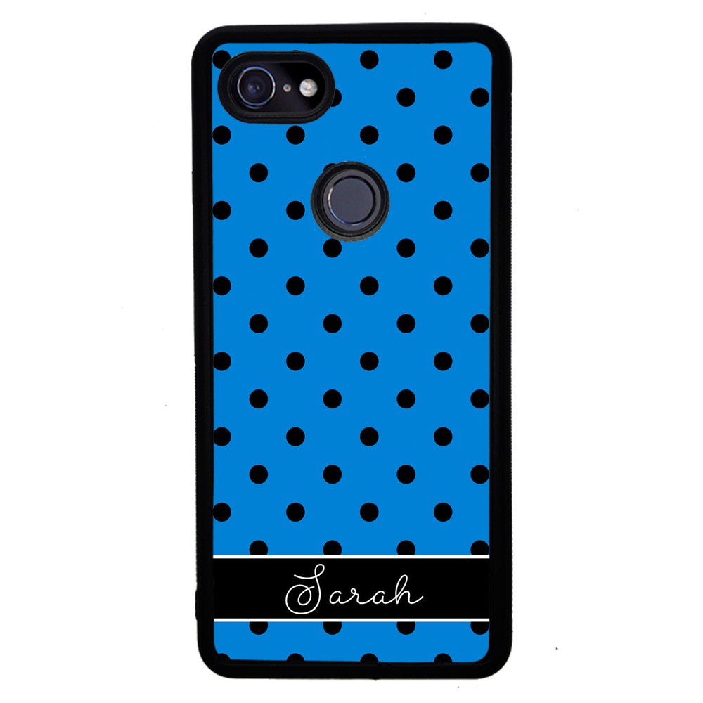 Blue Black Polka Dot Personalized | Google Phone Case