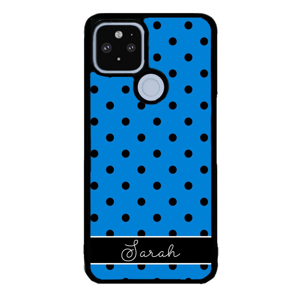 Blue Black Polka Dot Personalized | Google Phone Case