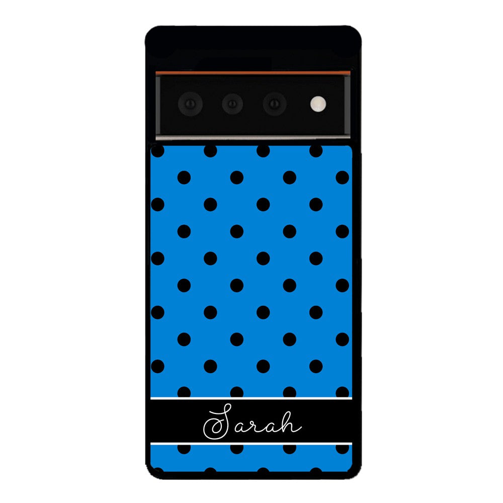 Blue Black Polka Dot Personalized | Google Phone Case