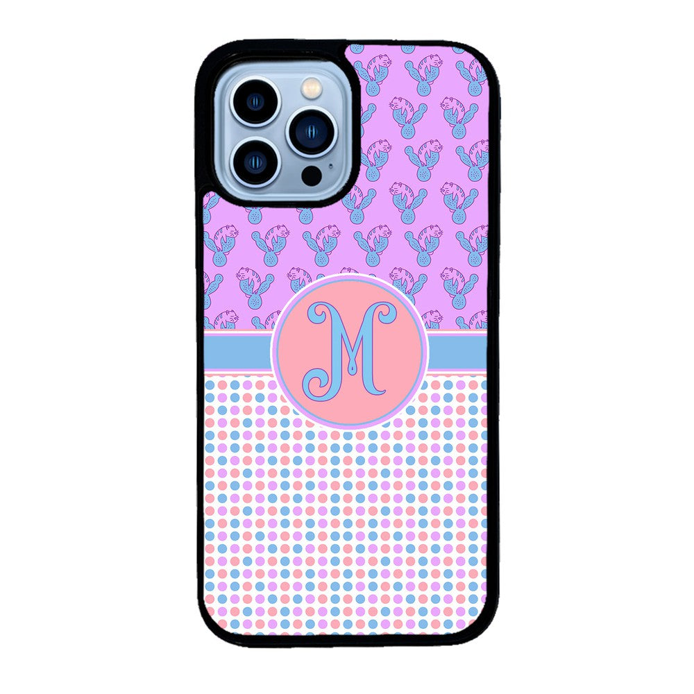 Cactus Cats Polka Dots Initial | Apple iPhone Case