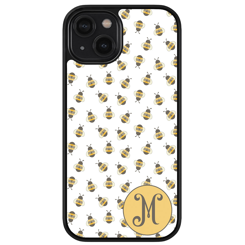 Cute Little Honey Bees Initial Apple iPhone Case Patyrn