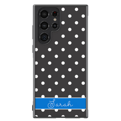 Black Polka Dot Blue Personalized Samsung Phone Case