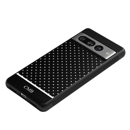 Black and White Polka Dots Monogram | Google Phone Case
