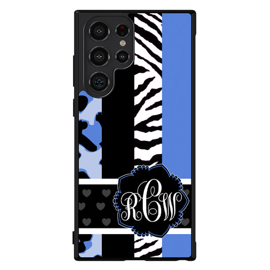 Animal Prints Blue Monogram Samsung Phone Case