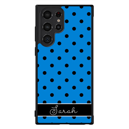 Blue Black Polka Dot Personalized Samsung Phone Case