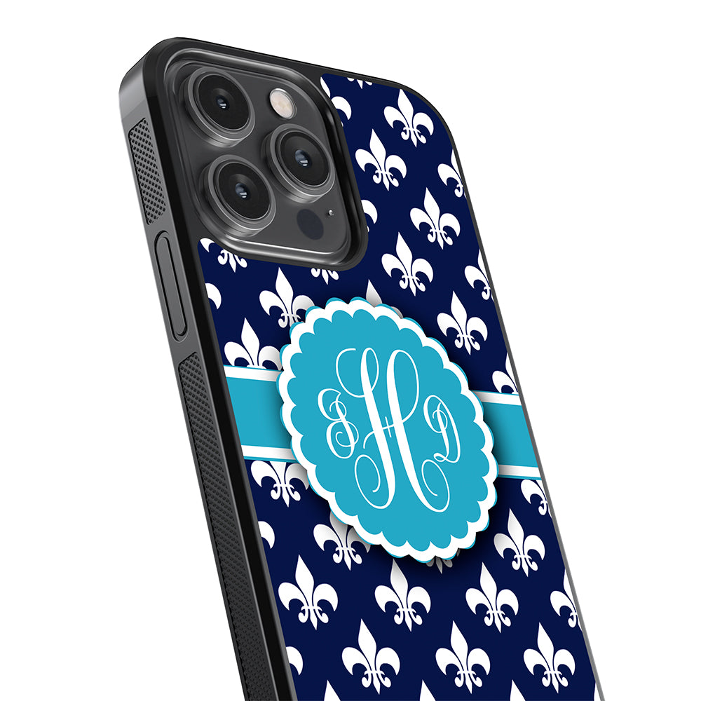 Blue Fleur De Lis Monogram | Apple iPhone Case