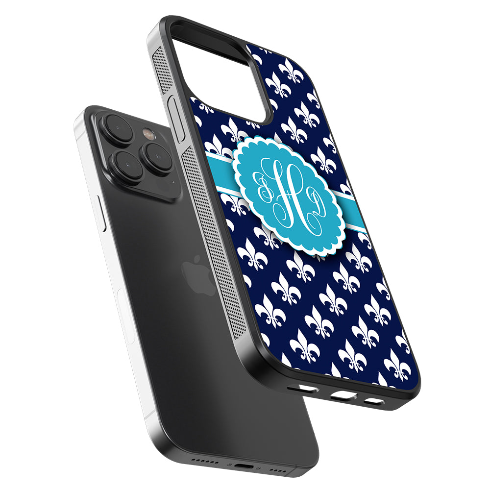 Blue Fleur De Lis Monogram | Apple iPhone Case