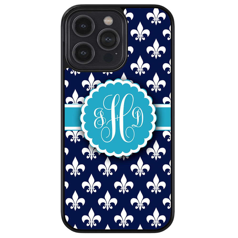 Blue Fleur De Lis Monogram | Apple iPhone Case