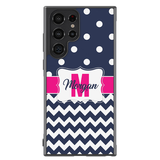 Blue Polka Dot Chevron Pink Personalized Samsung Phone Case