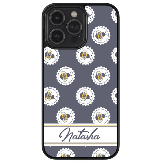 Blue Honey Bumble Bee Personalized Apple iPhone Case