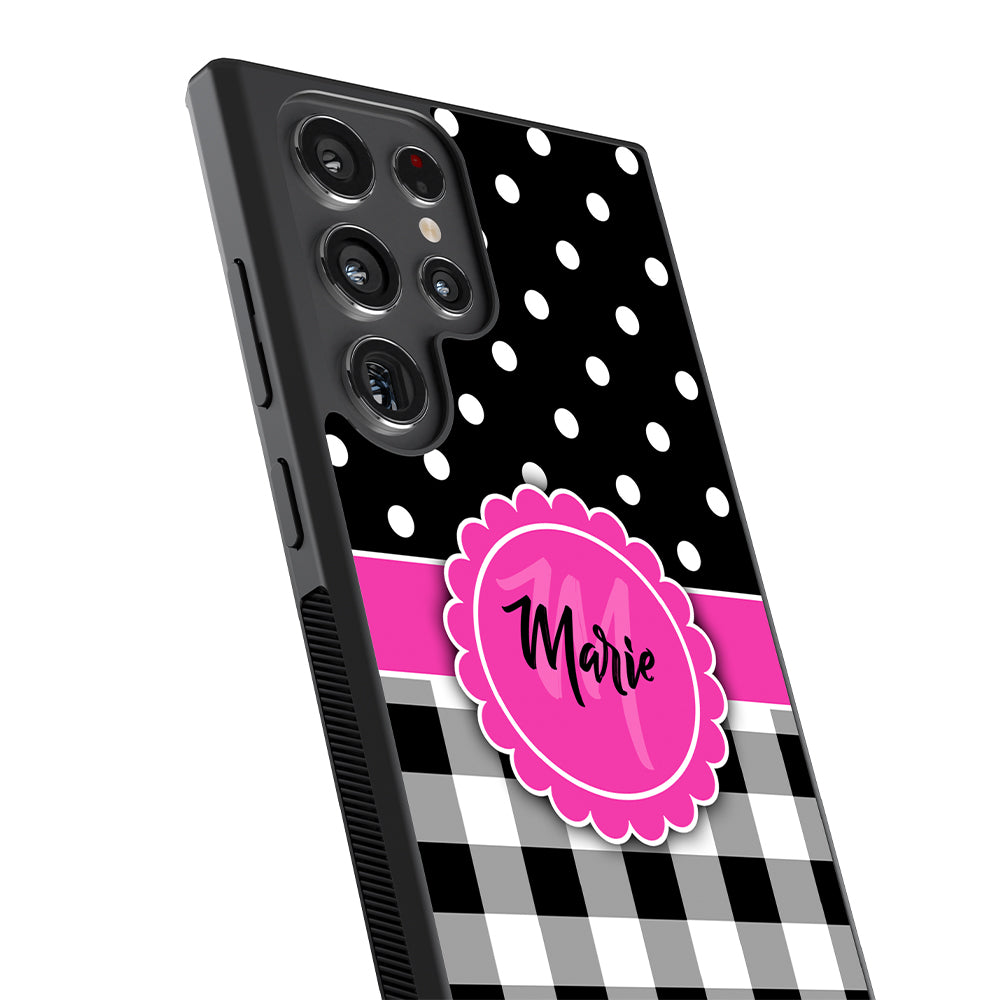 Black Polka Dot Black Plaid Personalized | Samsung Phone Case