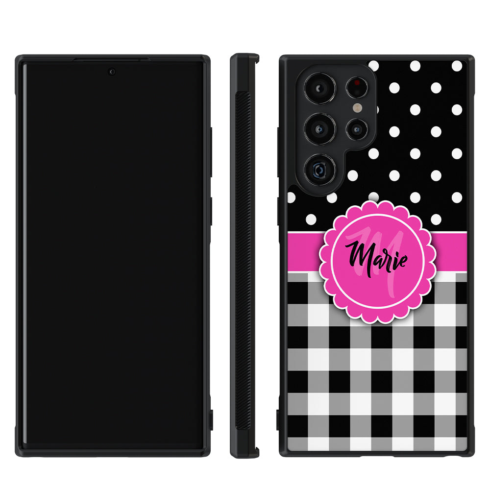 Black Polka Dot Black Plaid Personalized | Samsung Phone Case