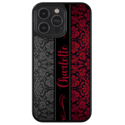 Red and Black Damask Personalized | Apple iPhone Case