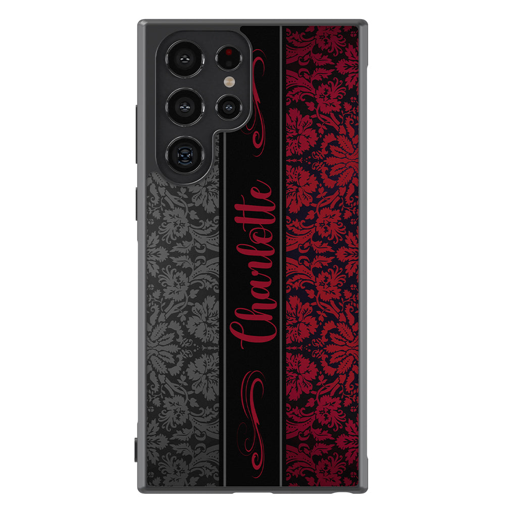 Red and Black Damask Personalized Samsung Phone Case