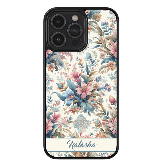 Vintage 80s Flower Pattern Personalized Apple iPhone Case