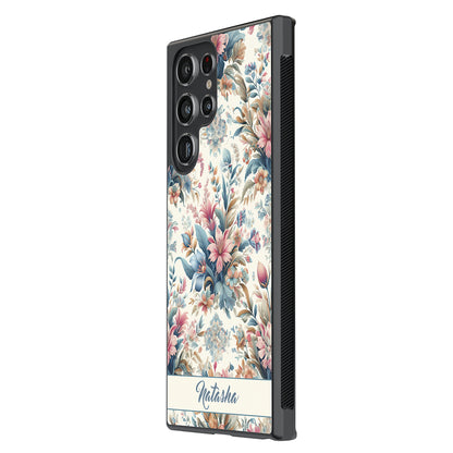 Vintage 80s Flower Pattern Personalized | Samsung Phone Case