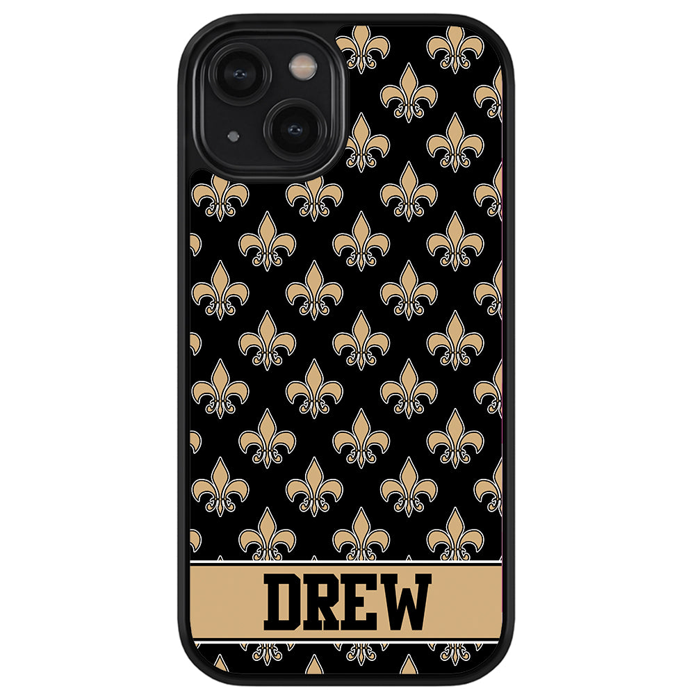 Black and Gold Fleur De Lis Personalized Apple iPhone Case