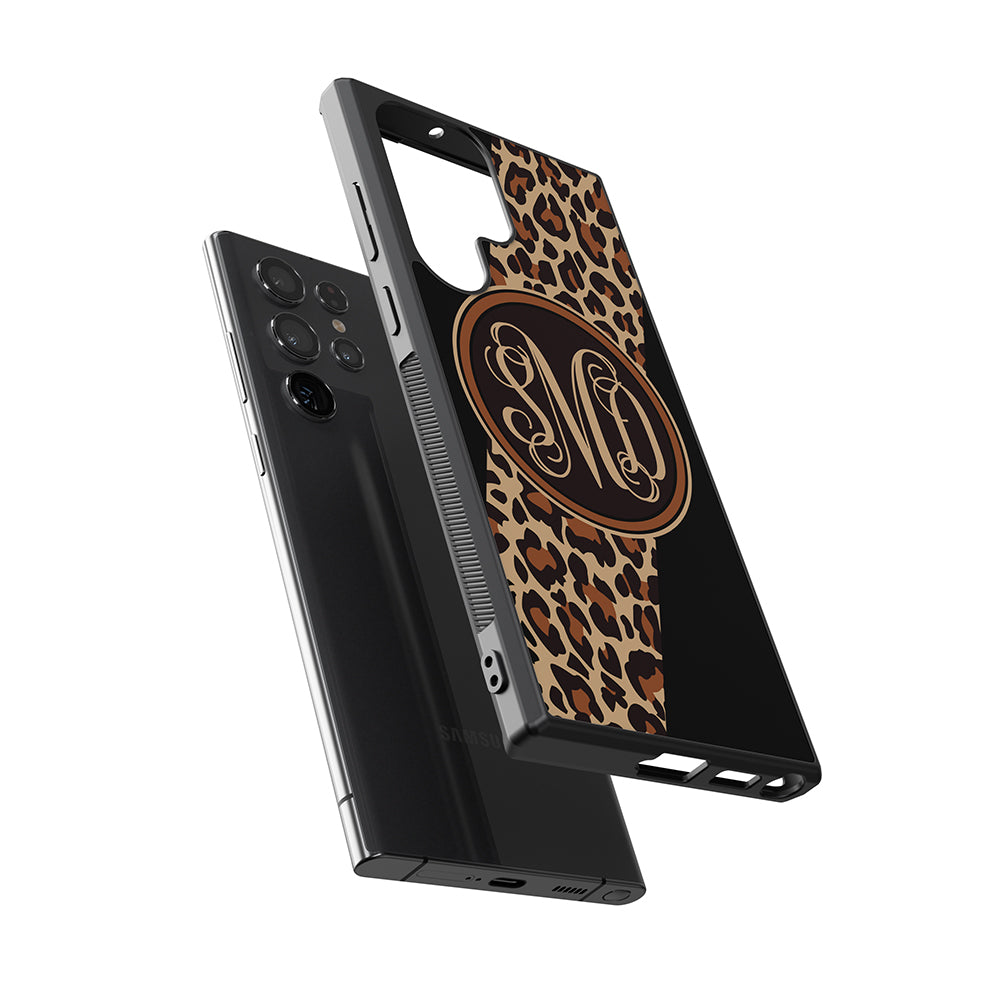 Leopard Animal Skin Script Monogram | Samsung Phone Case