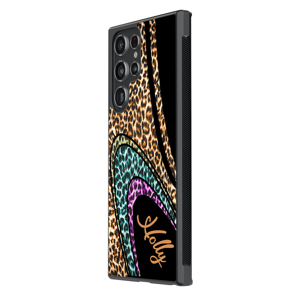 Leopard Curvy Retro Personalized | Samsung Phone Case