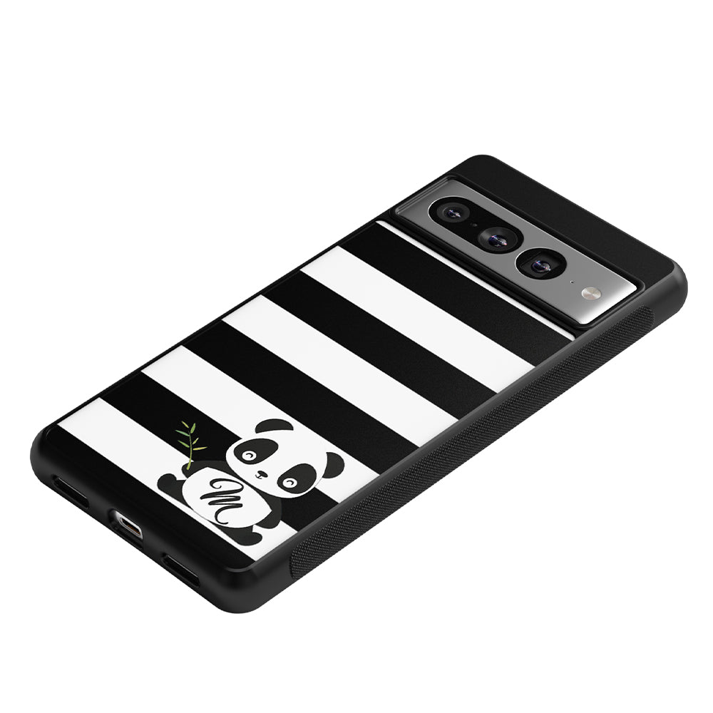 Panda Black and White Bars Initial | Google Phone Case